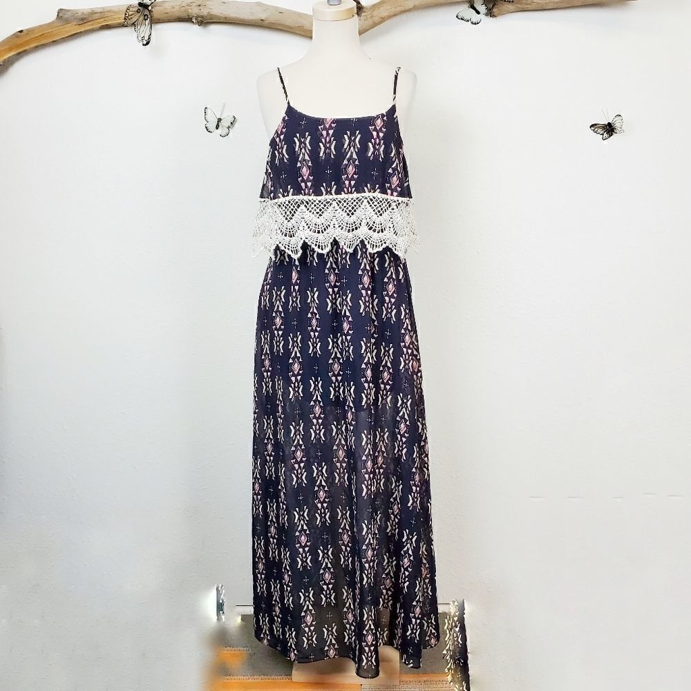 Althea crochet trim boho maxi dress
